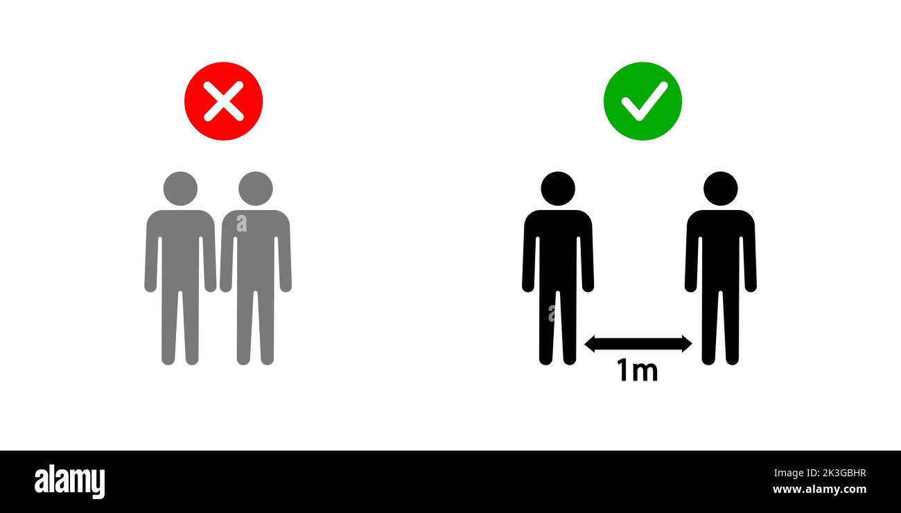 Social distancing icon. Keep the 1-2 meter distance. Coronovirus epidemic protective. Vector illustration Stock Vector