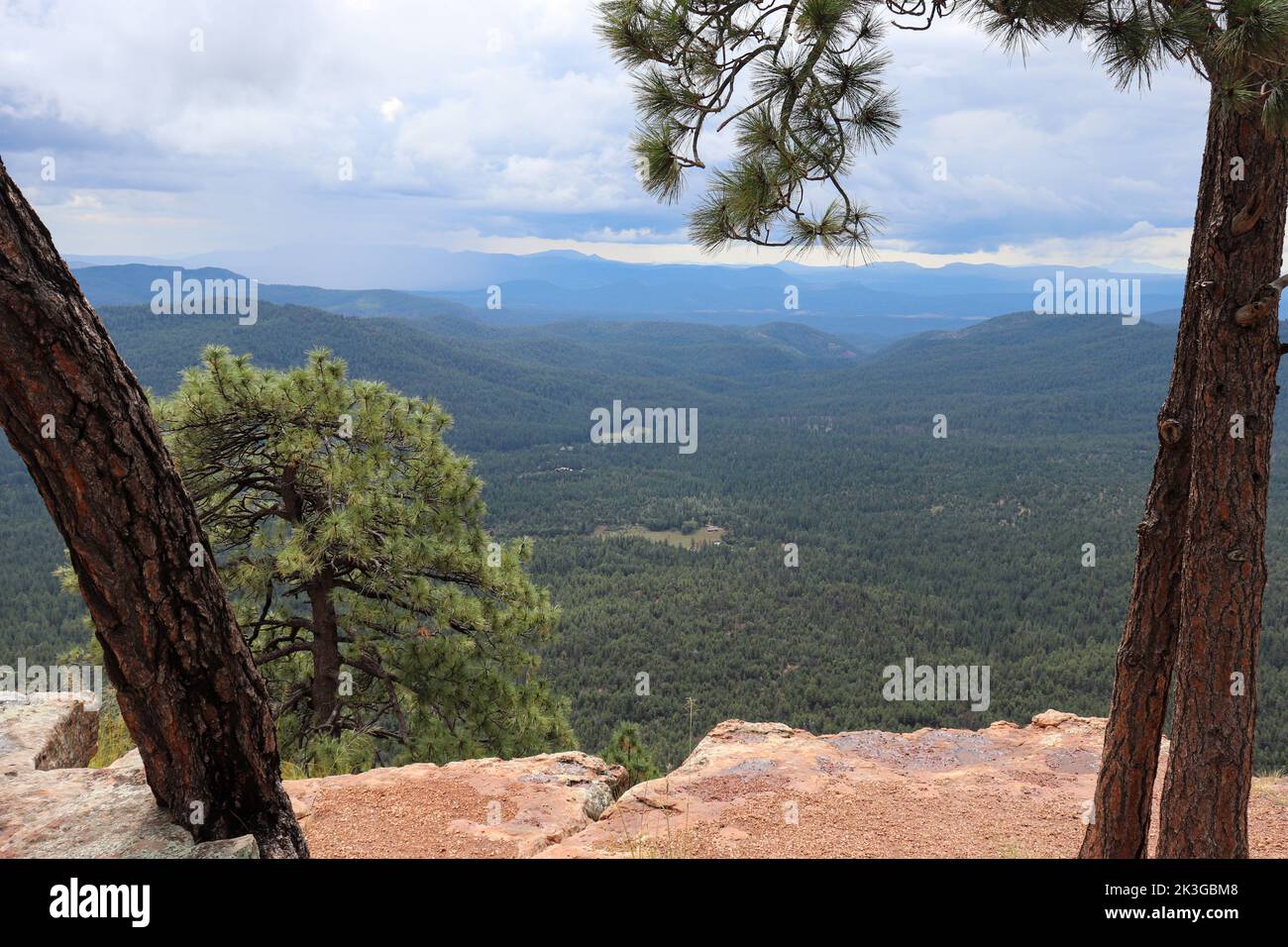 View of the mountains from the road near Woods Canyon Lake in Arizona. Stock Photo