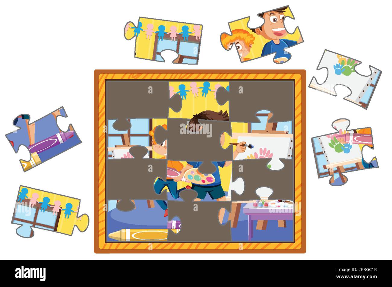 Jigsaw puzzle clip art cartoon Cut Out Stock Images & Pictures - Alamy
