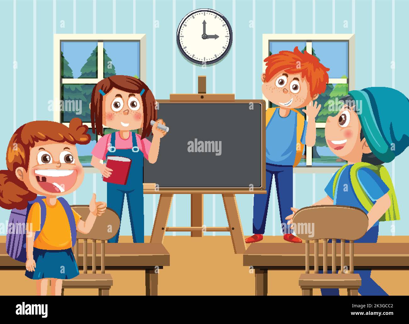 Classroom scene with student kids illustration Stock Vector Image & Art ...