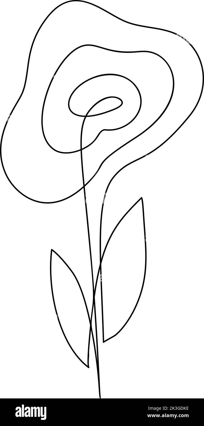 Flower rose vector one line art logo. Minimalist contour drawing monoline. Continuous line artwork for banner, book design, web illustration Stock Vector