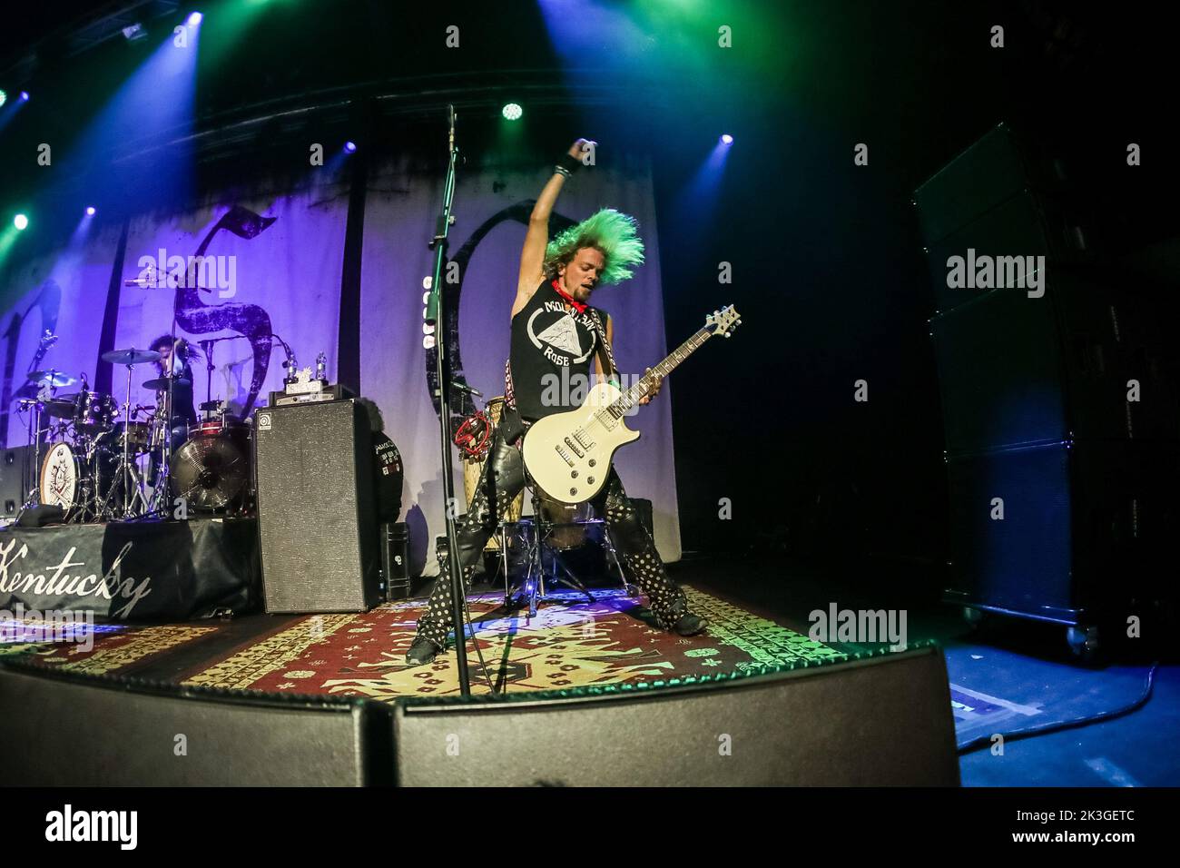 Milano, Italy. 26th Sep, 2022. Ben Wells of American rock band Black Stone Cherry performs during the concert at Alcatraz. The band consists of Chris Robertson (lead vocals, lead guitar), Ben Wells (rhythm guitar, backing vocals), Steve Jewell (bass, backing vocals) and John Fred Young (drums, backing vocals). Black Stone Cherry has released seven studio albums as well as two EPs, and have charted seventeen singles on the US Mainstream Rock Tracks charts. (Photo by Mairo Cinquetti/SOPA Images/Sipa USA) Credit: Sipa USA/Alamy Live News Stock Photo