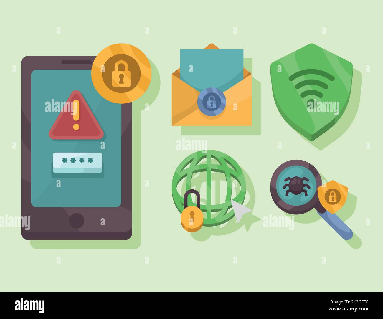 five cyber security icons Stock Vector Image & Art - Alamy