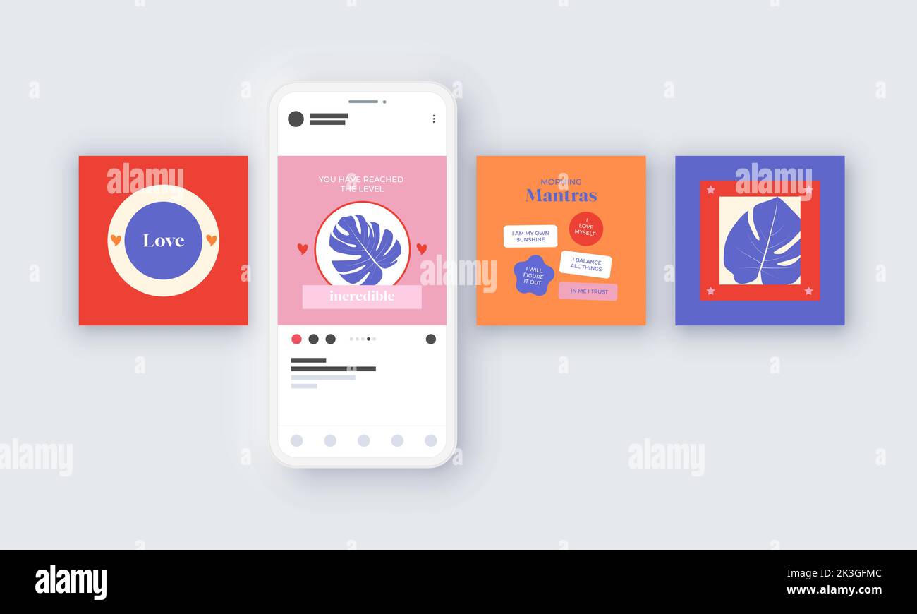 Social Media Template Mockup Presentation Stock Vector