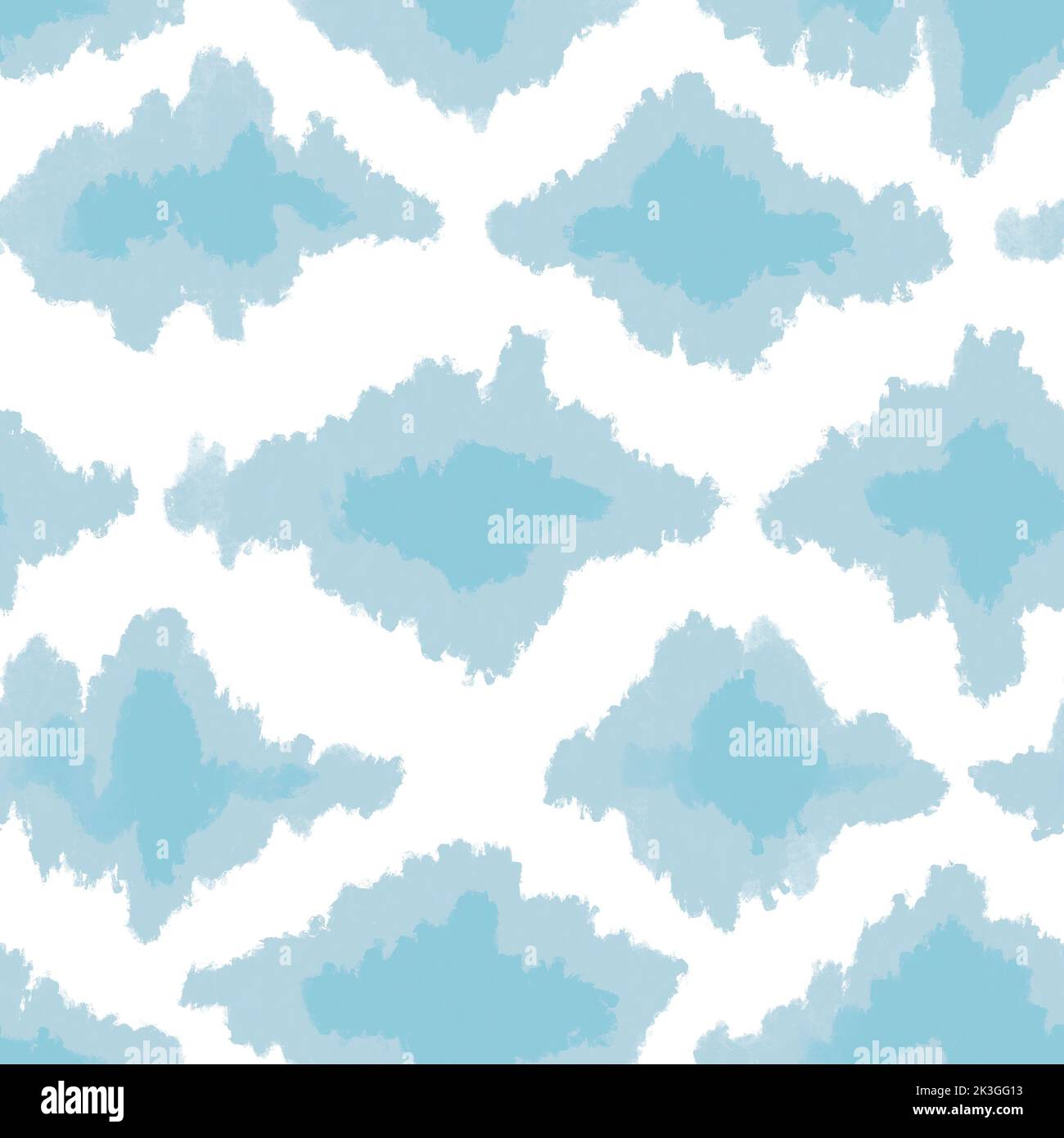 Seamless hand drawn blue abstract geometric pastel pattern. Mid century