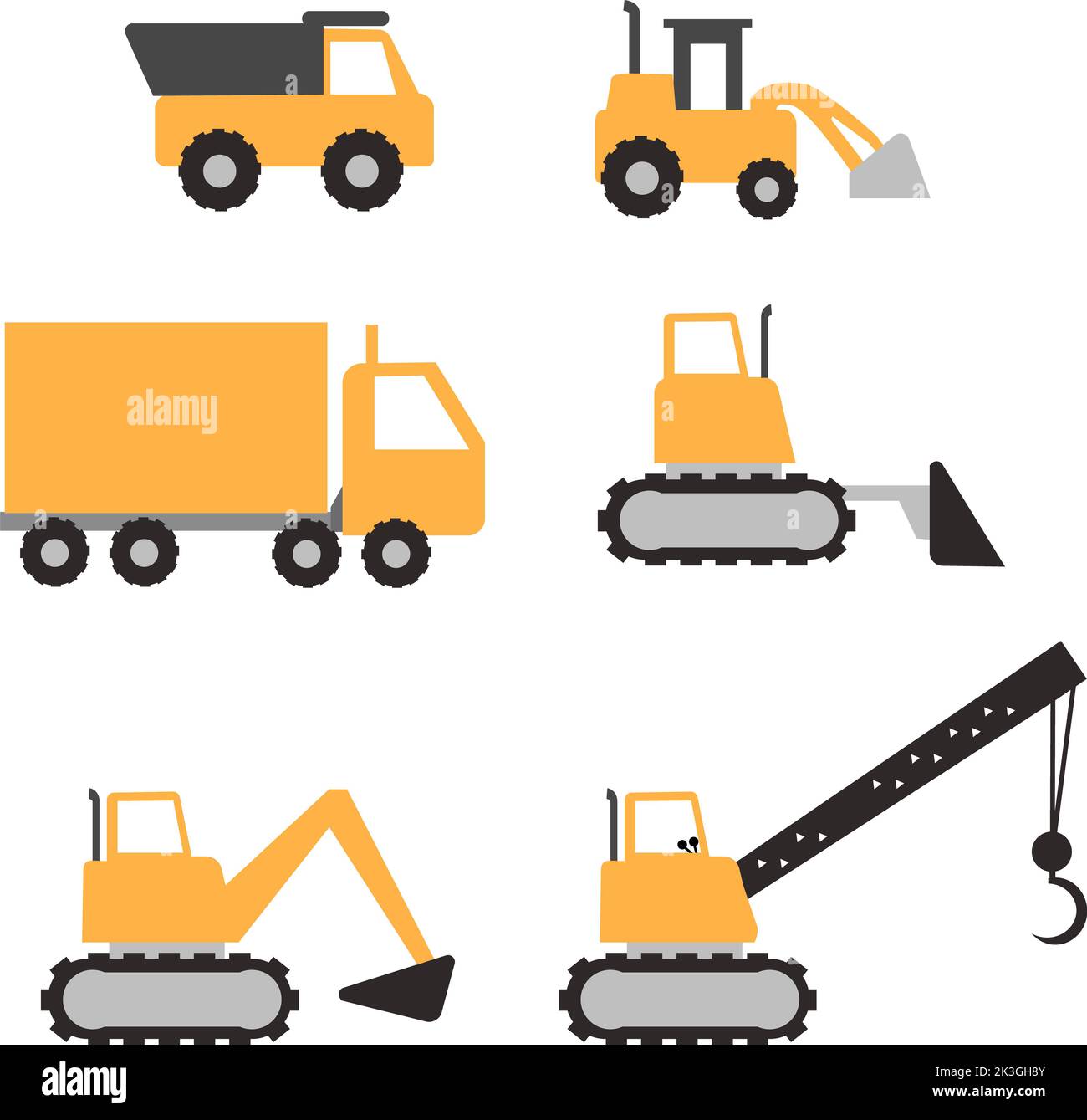 Construction cars icon set on white background. Construction equipment ...