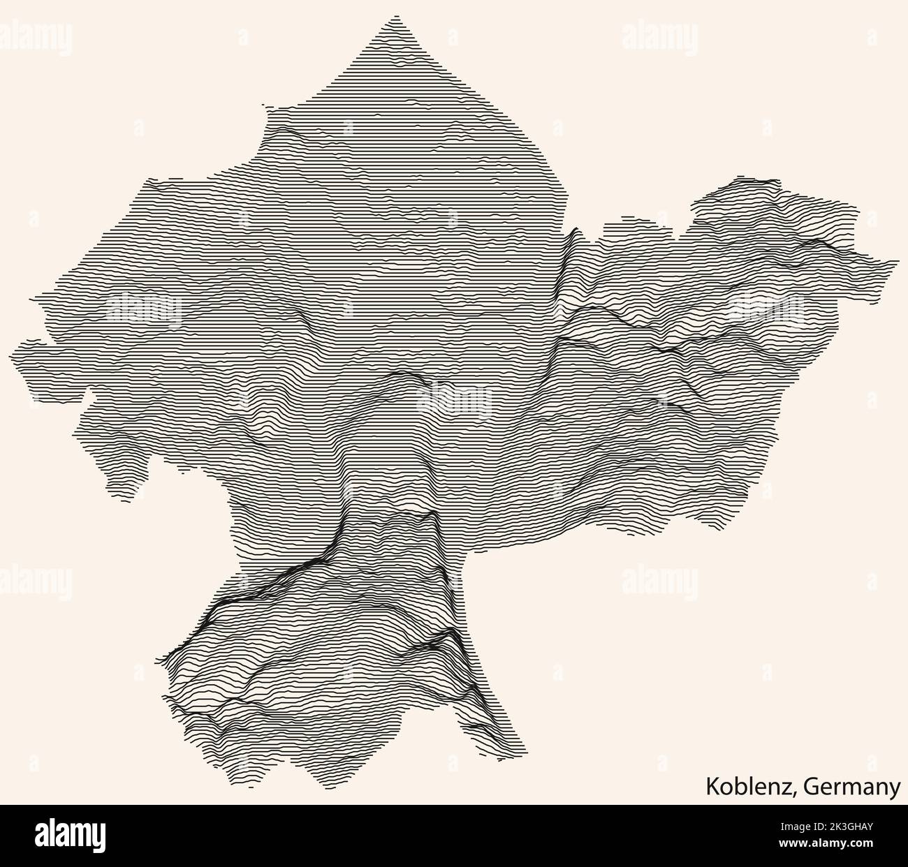 Topographic relief map of koblenz germany stock vector image art alamy