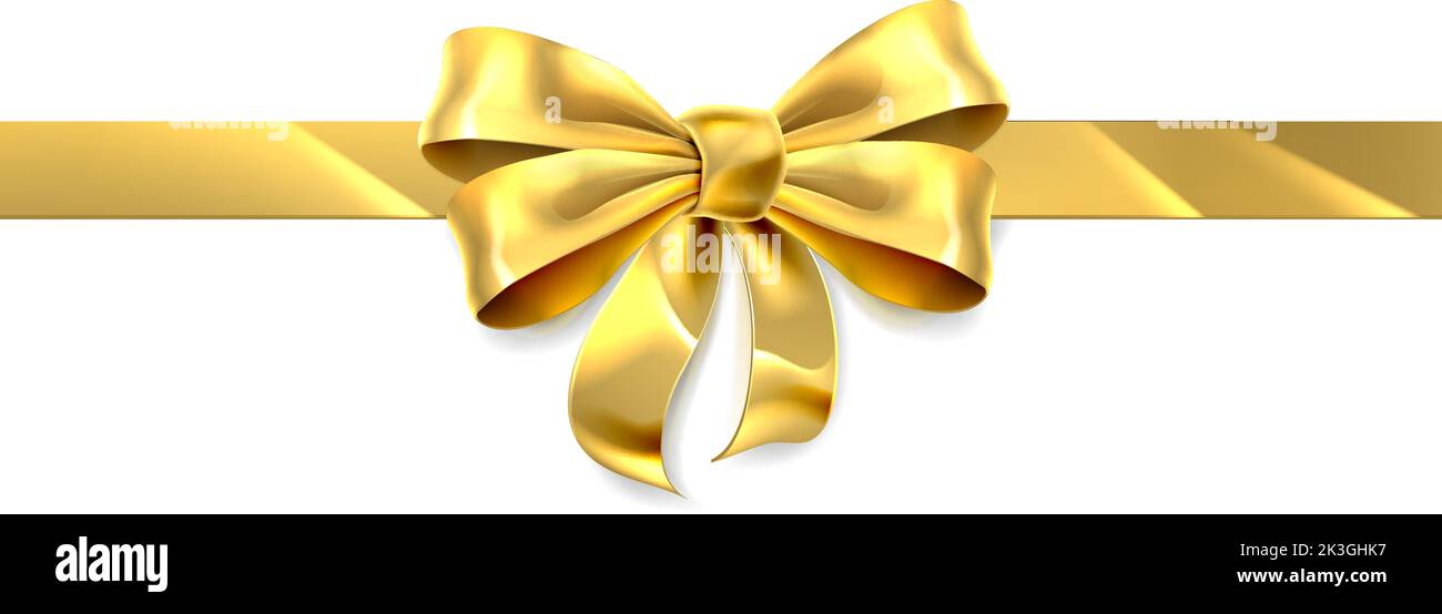 Gold Gift Golden Ribbon Present Bow Stock Vector