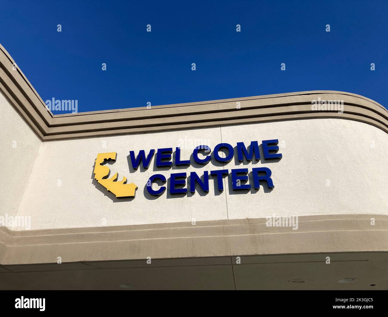 California Welcome Center Sign Logo On The Service Center Location 