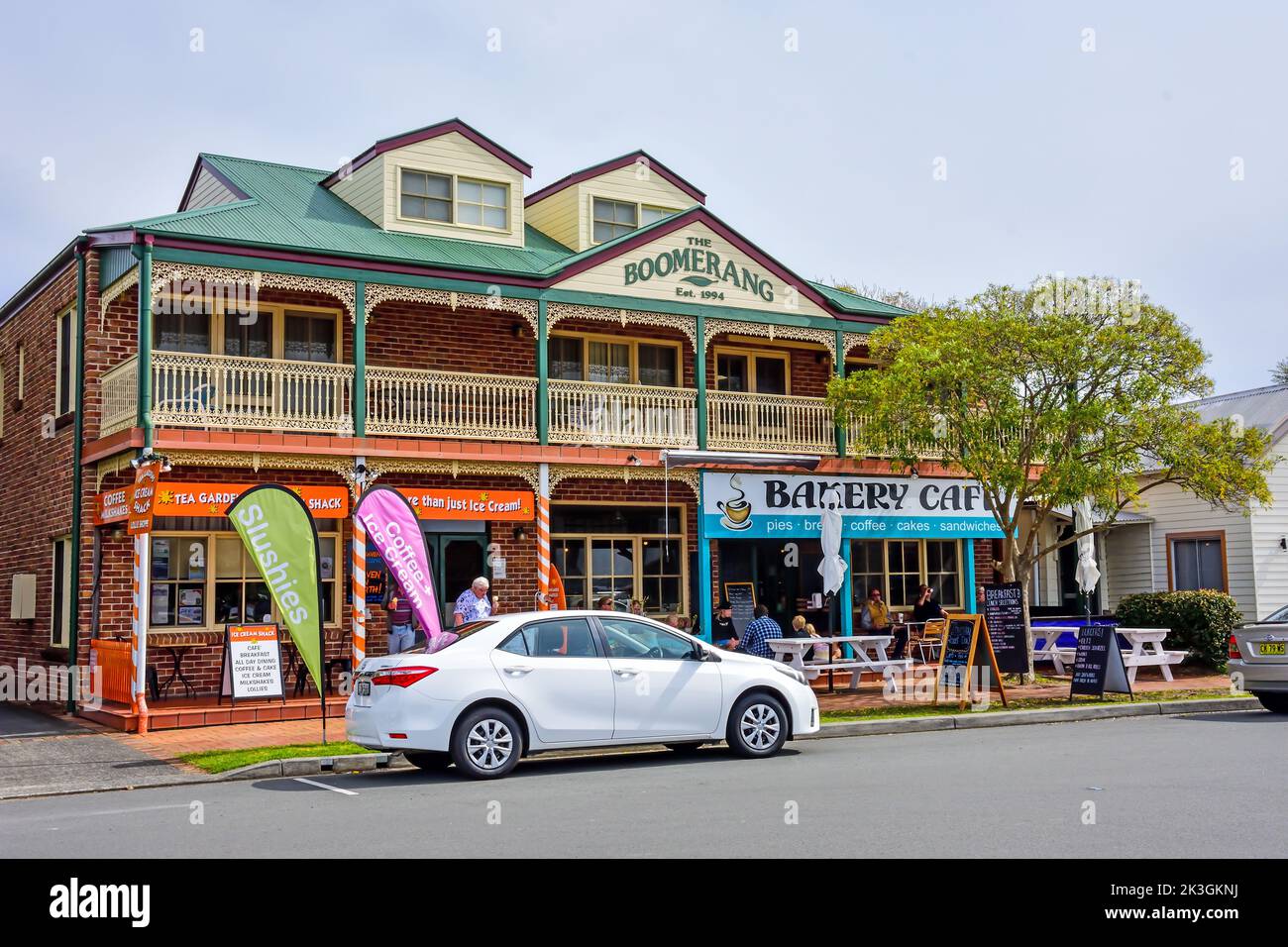 Cafe and Bakery at Tea Gardens Township NSW Australia. Stock Photo
