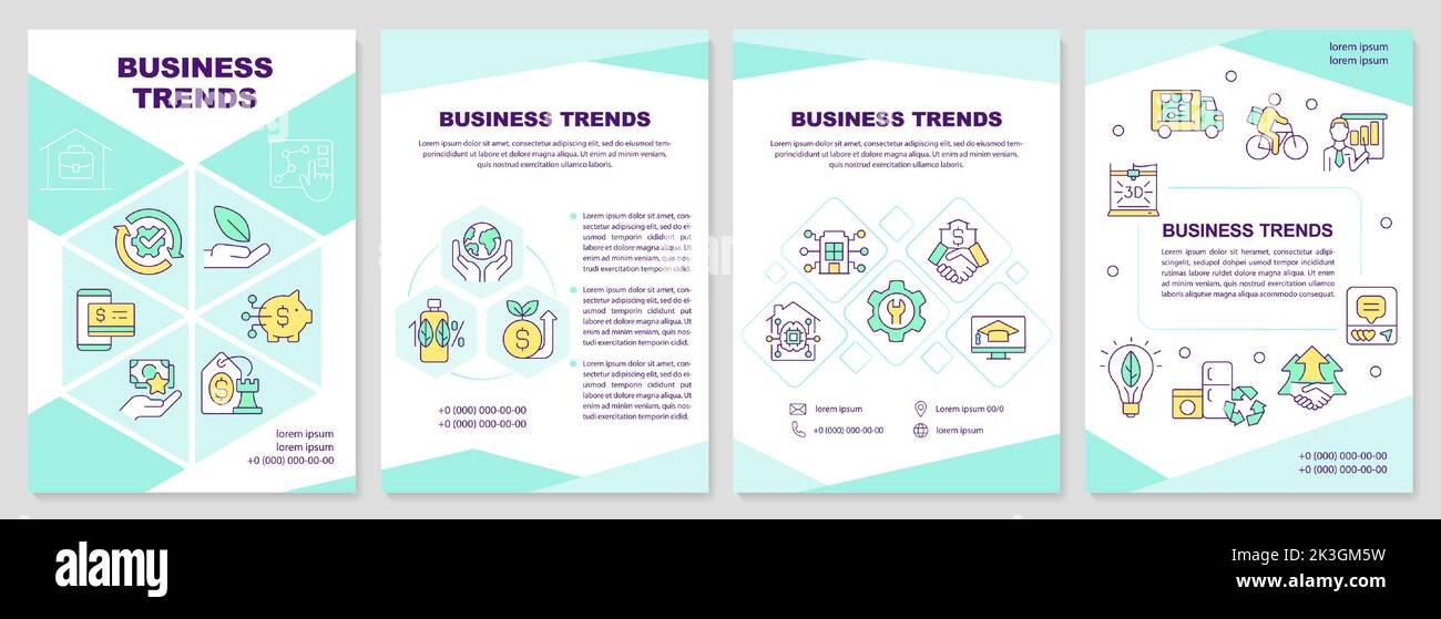 Sustainable business trends turquoise brochure template Stock Vector ...