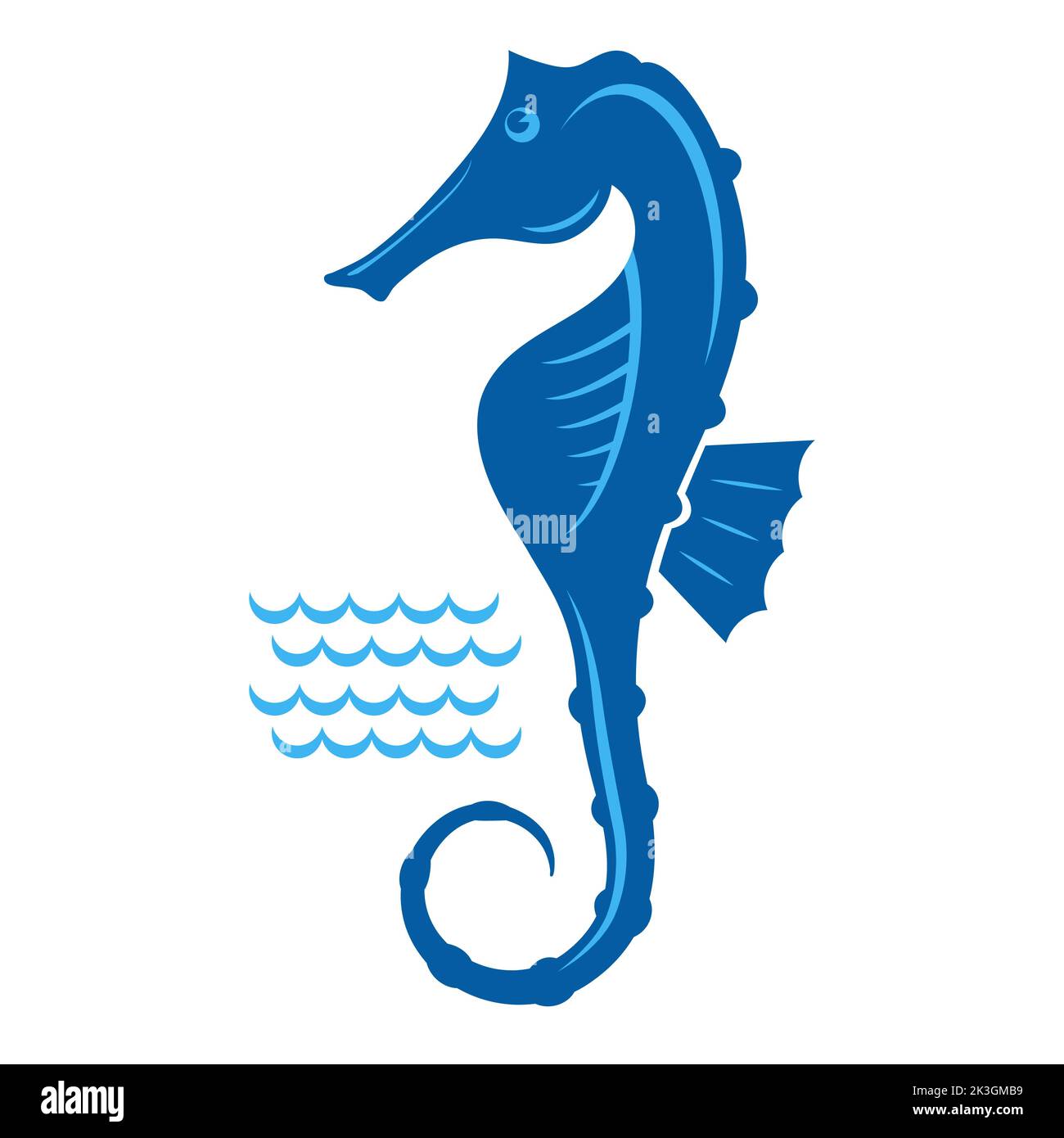 Blue Seahorse Icon. Logo design on White Background. Tropical Exotic ...