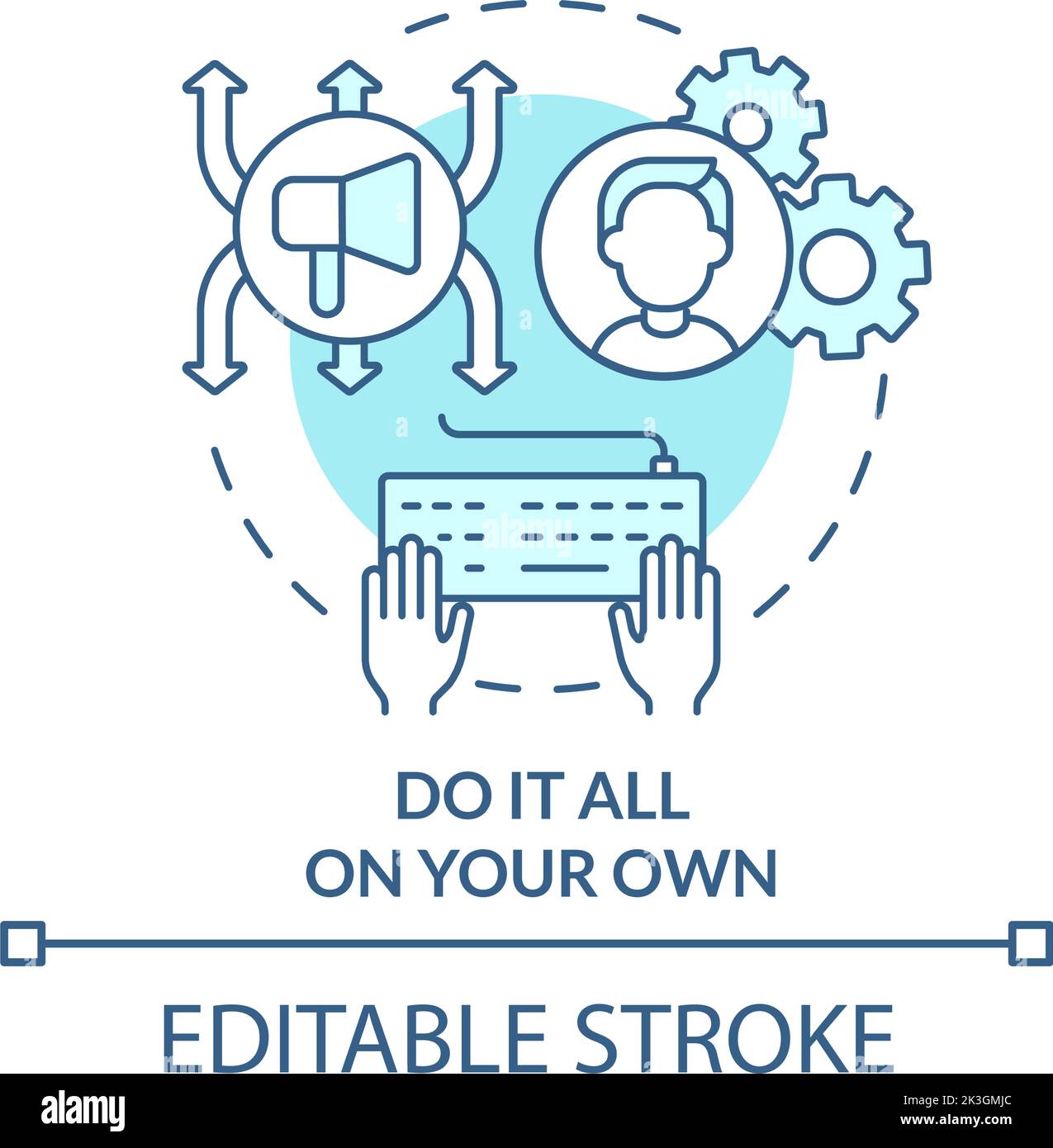 Do it all on your own turquoise concept icon Stock Vector