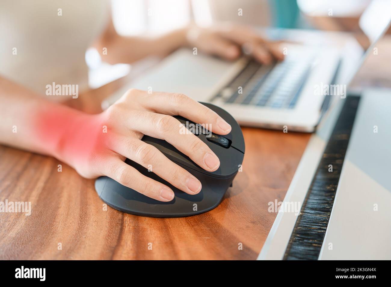 woman hand using computer ergonomic mouse, prevention wrist pain