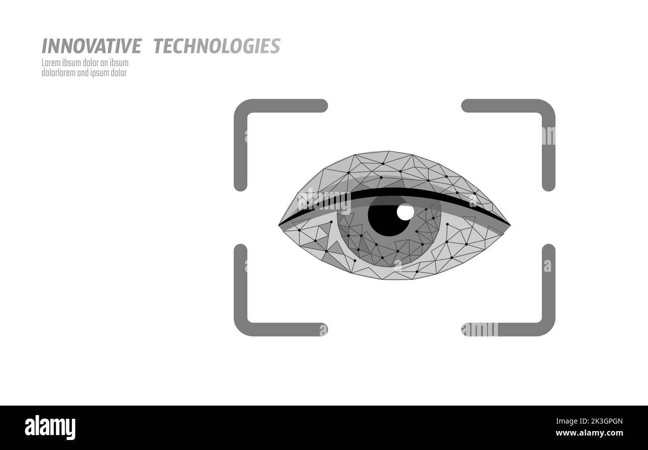 Eye scanner 3D authorisation technology concept. Biometric data safety recognition. Modern identity database system vector illustration Stock Vector