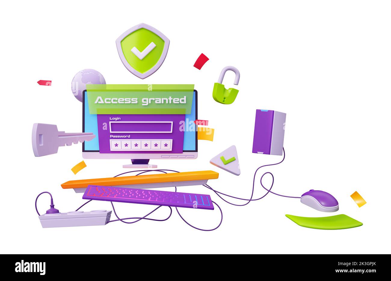 Computer security, data protection concept. Computer screen with ...