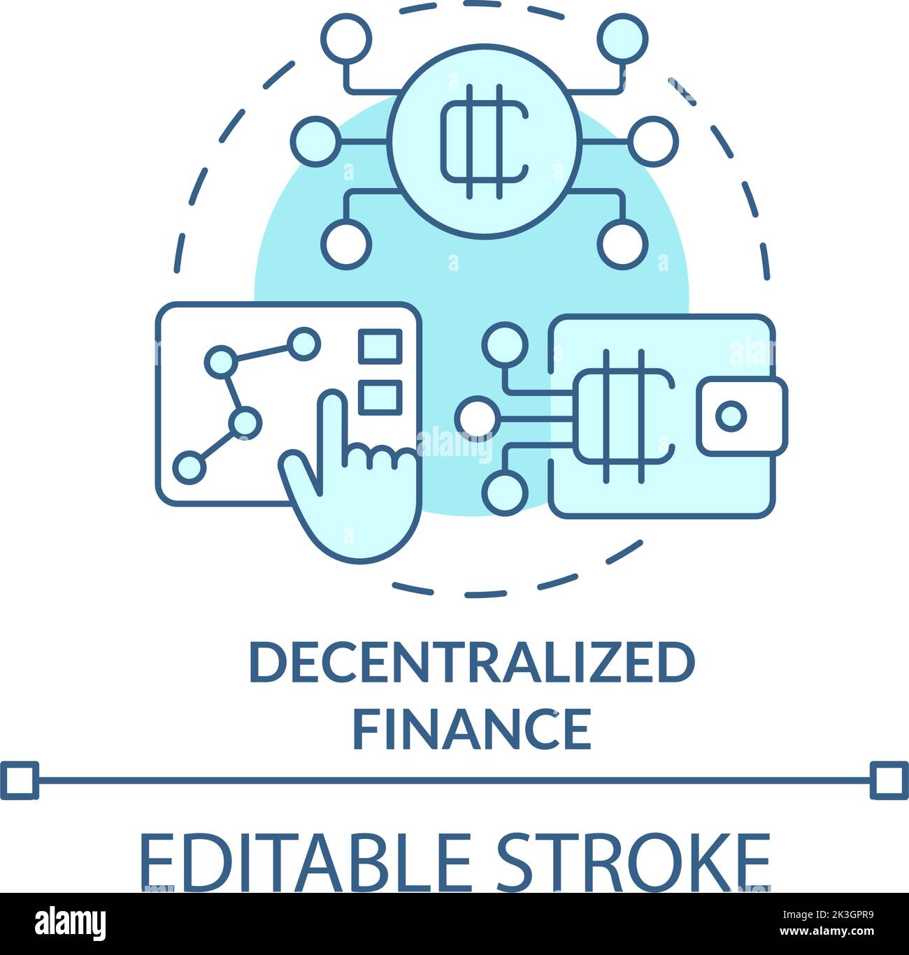 Decentralized finance turquoise concept icon Stock Vector