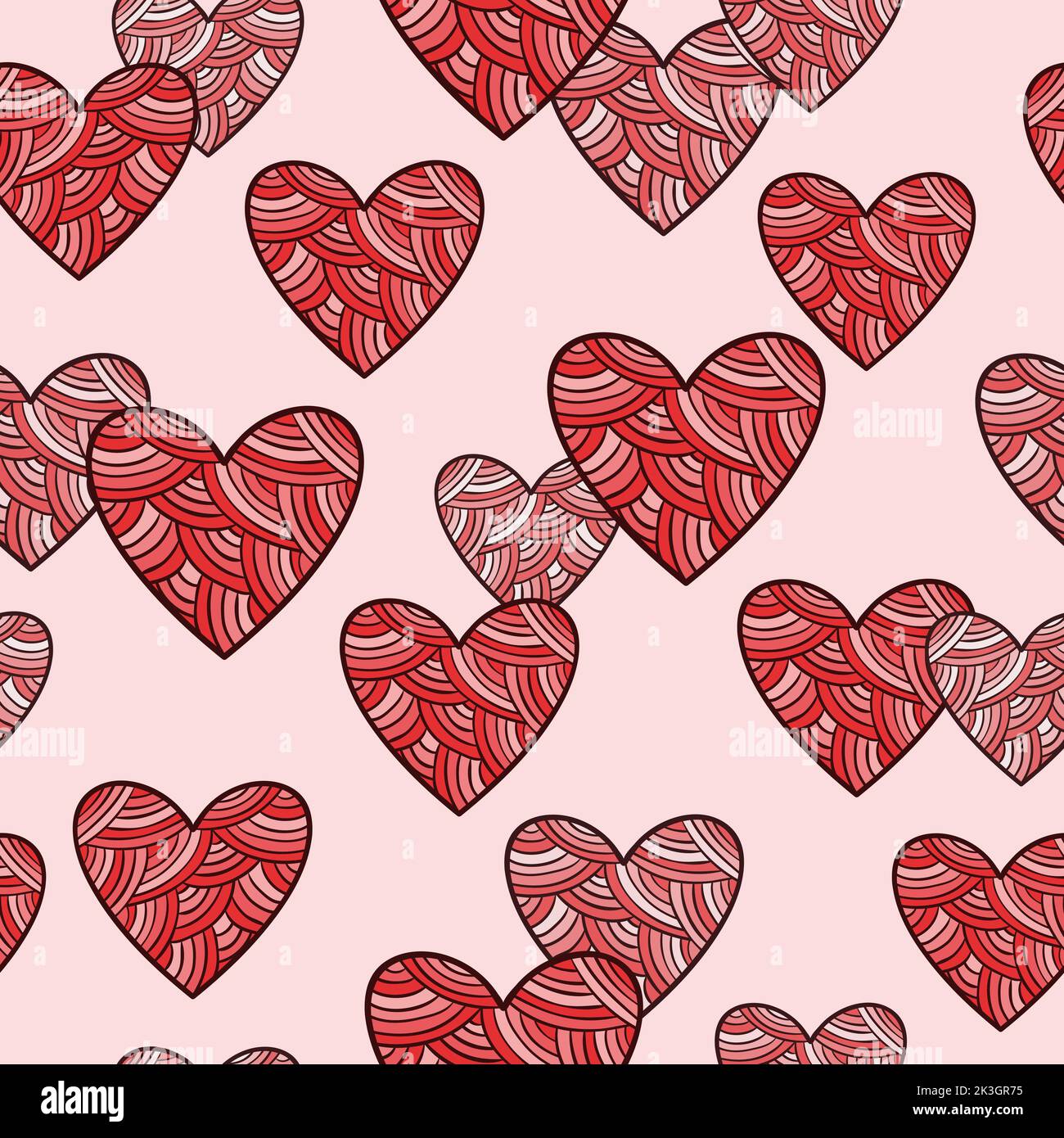 Seamless love pattern with stylized red hearts. Valentines day vector ...