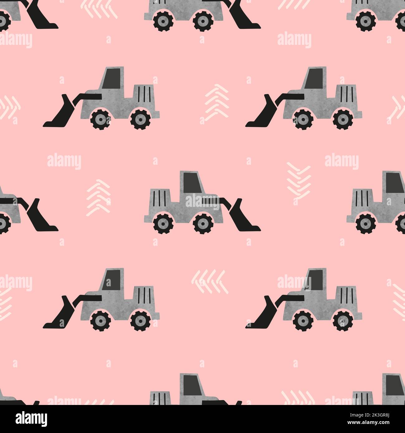 Seamless cartoon bulldozer transport pattern. Construction truck ...