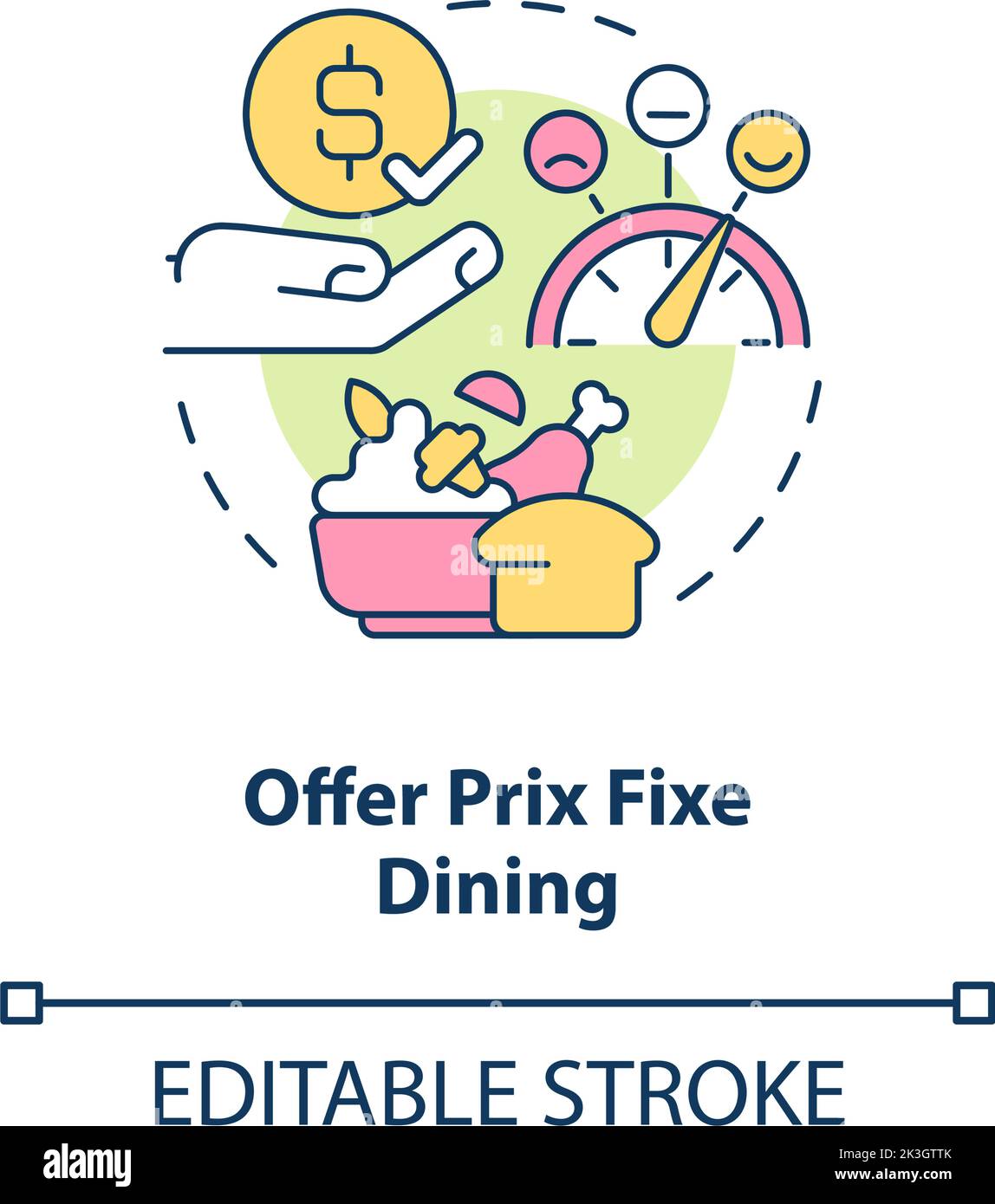Offer prix fixe dining concept icon Stock Vector