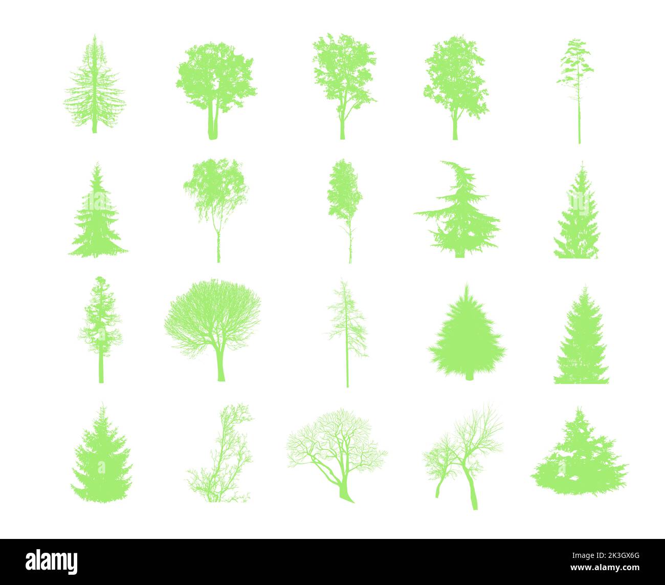 Tree green silhouettes set. Vector illustration Stock Vector Image ...