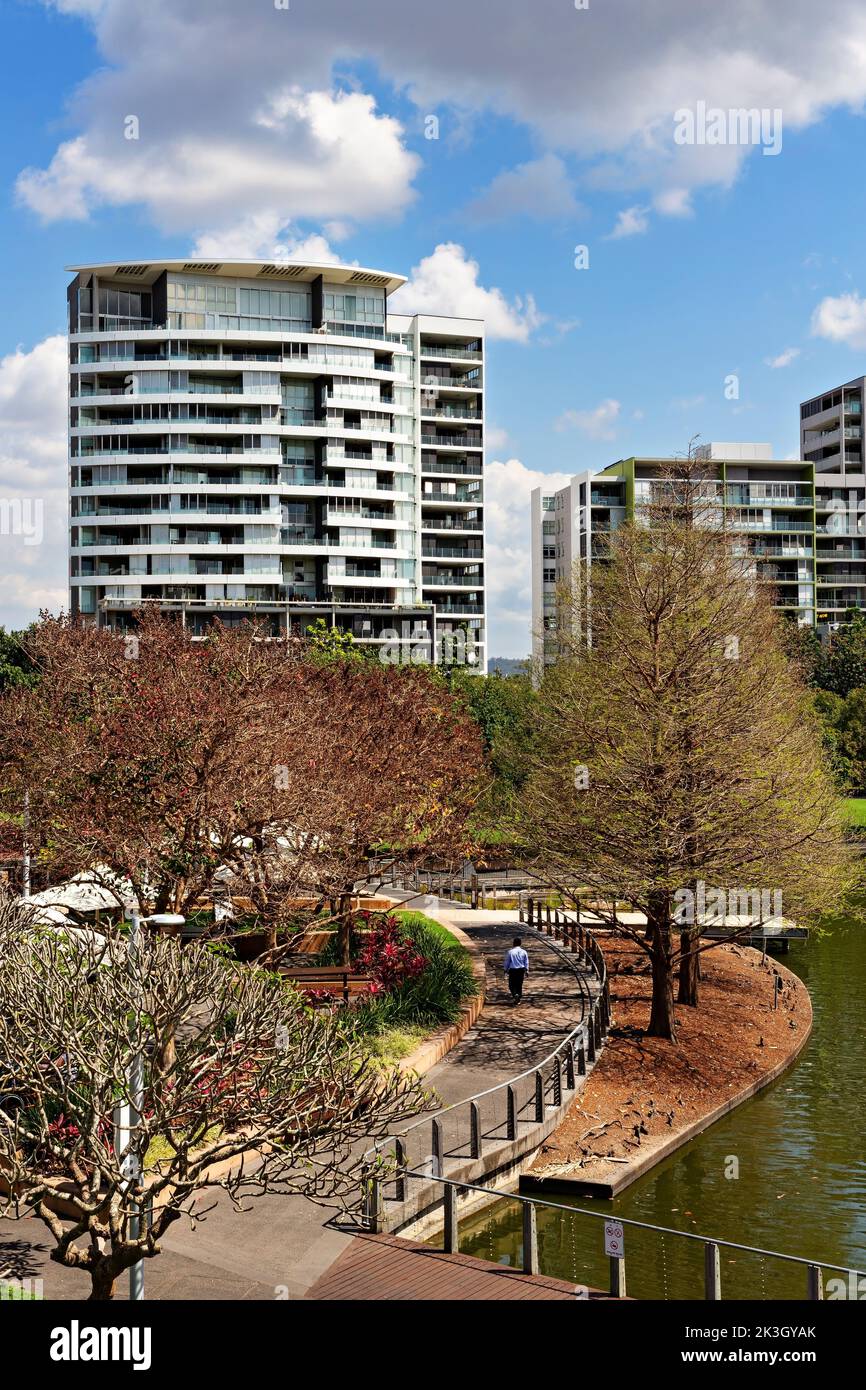 Brisbane Australia /  The beautiful Roma Street Gardens and city apartments in Spring Hill, Brisbane Queensland. Stock Photo