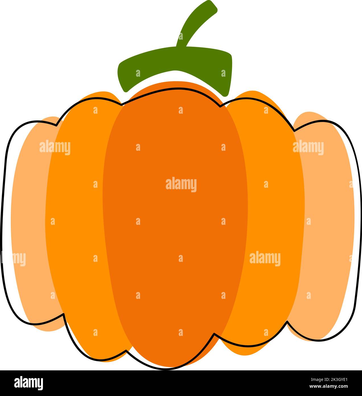 Vector colorful autumn doodle pumpkin for Thanksgiving Day. Vegetable Harvest Holiday on October 31. Hand drawn simple illustration Stock Vector