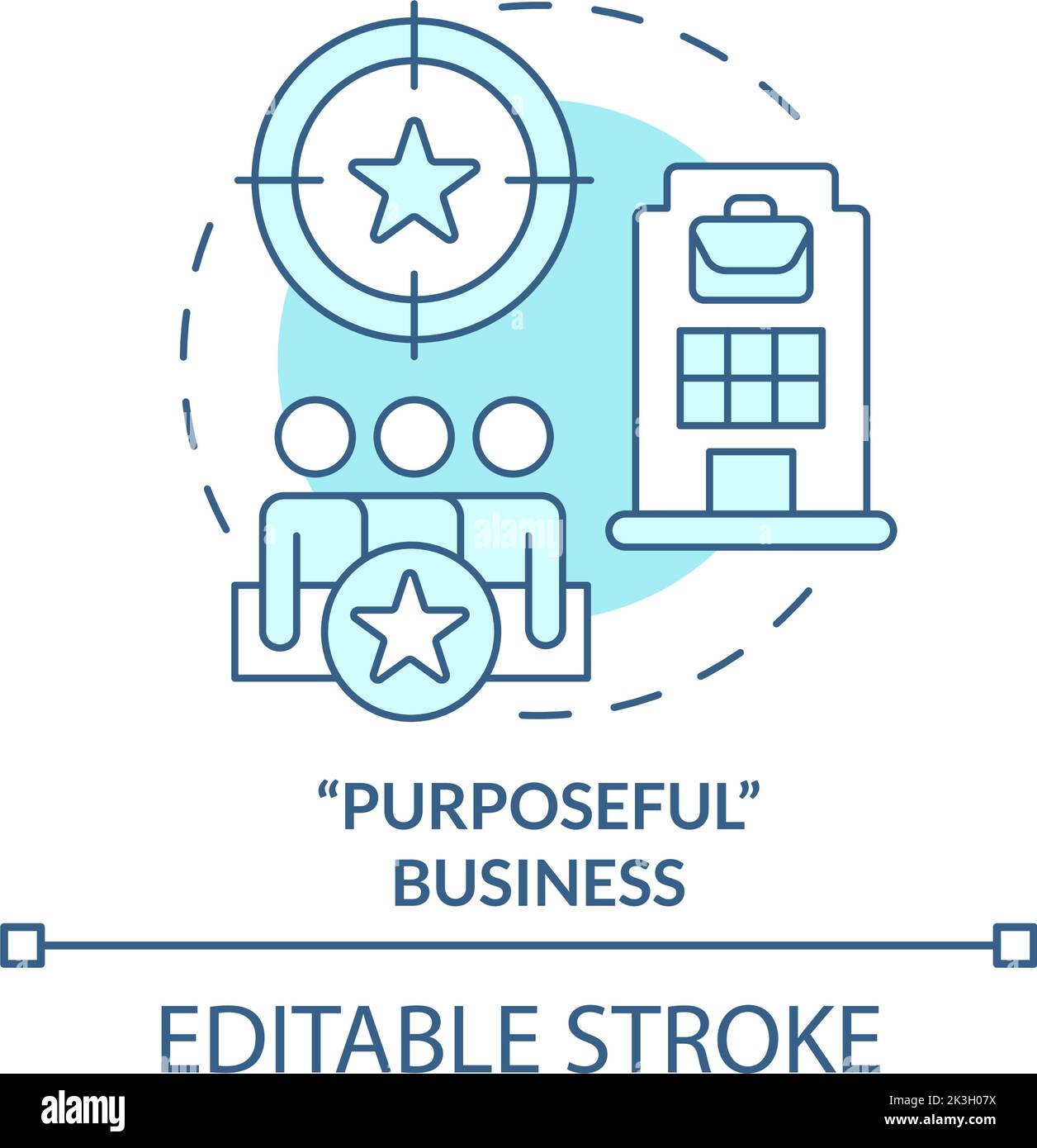 Purposeful business turquoise concept icon Stock Vector