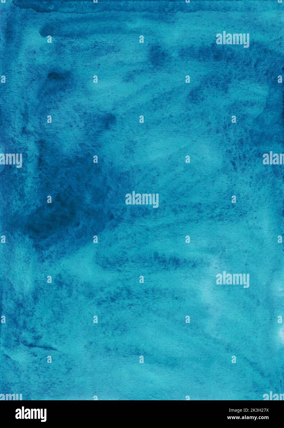 Watercolor sea blue color background. Aquarelle blue-green backdrop ...