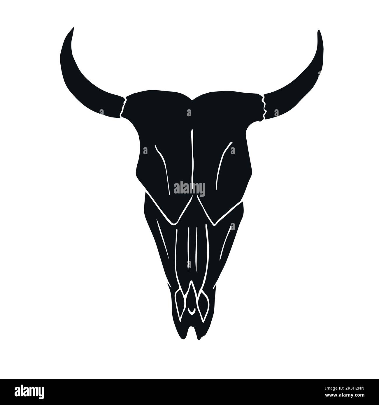 Vector hand drawn doodle sketch black cow bull skull isolated on white background Stock Vector