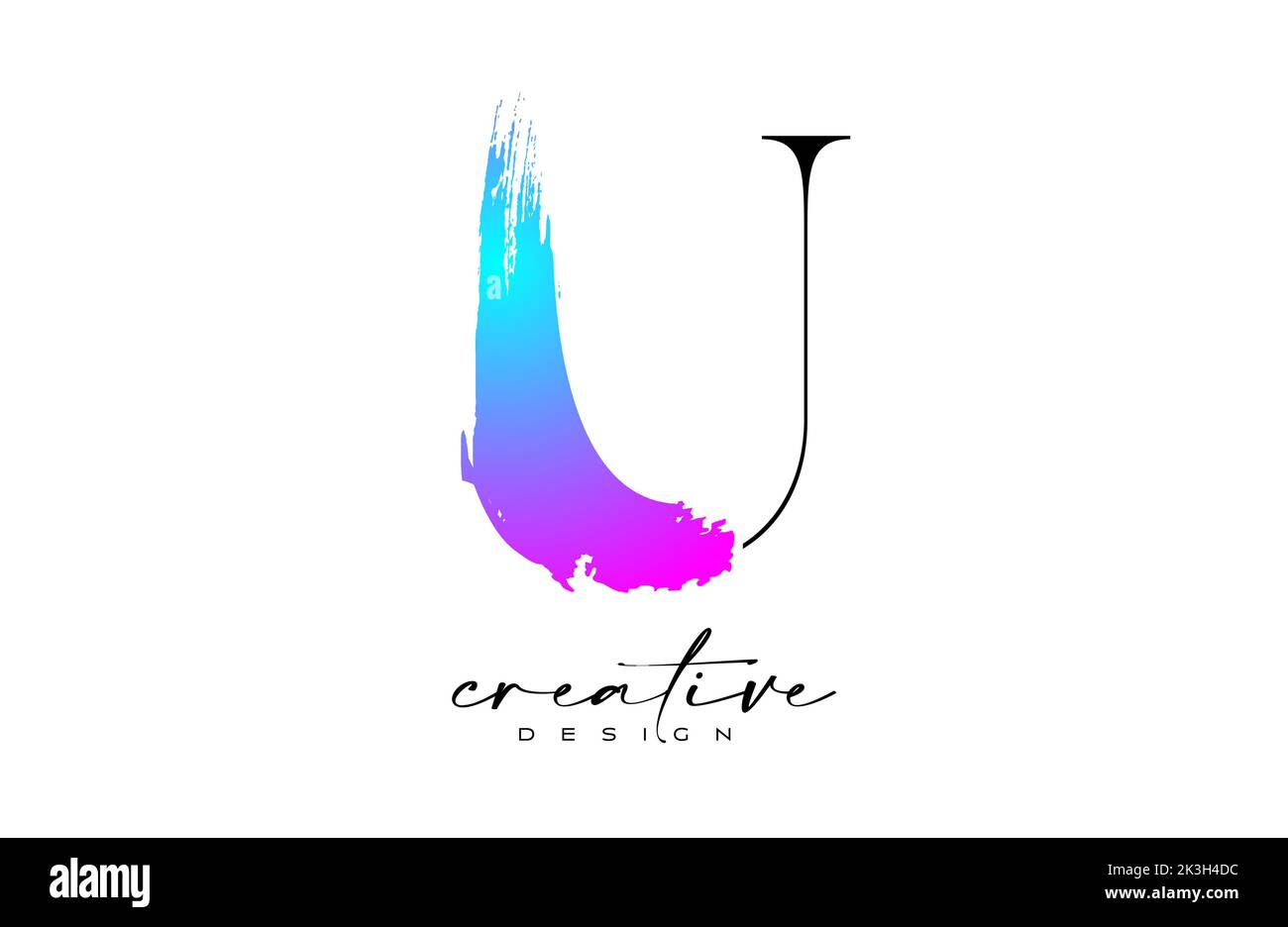 Brush Letter U logo desgn with Artistic Colorful Blue Purple Paintbrush ...
