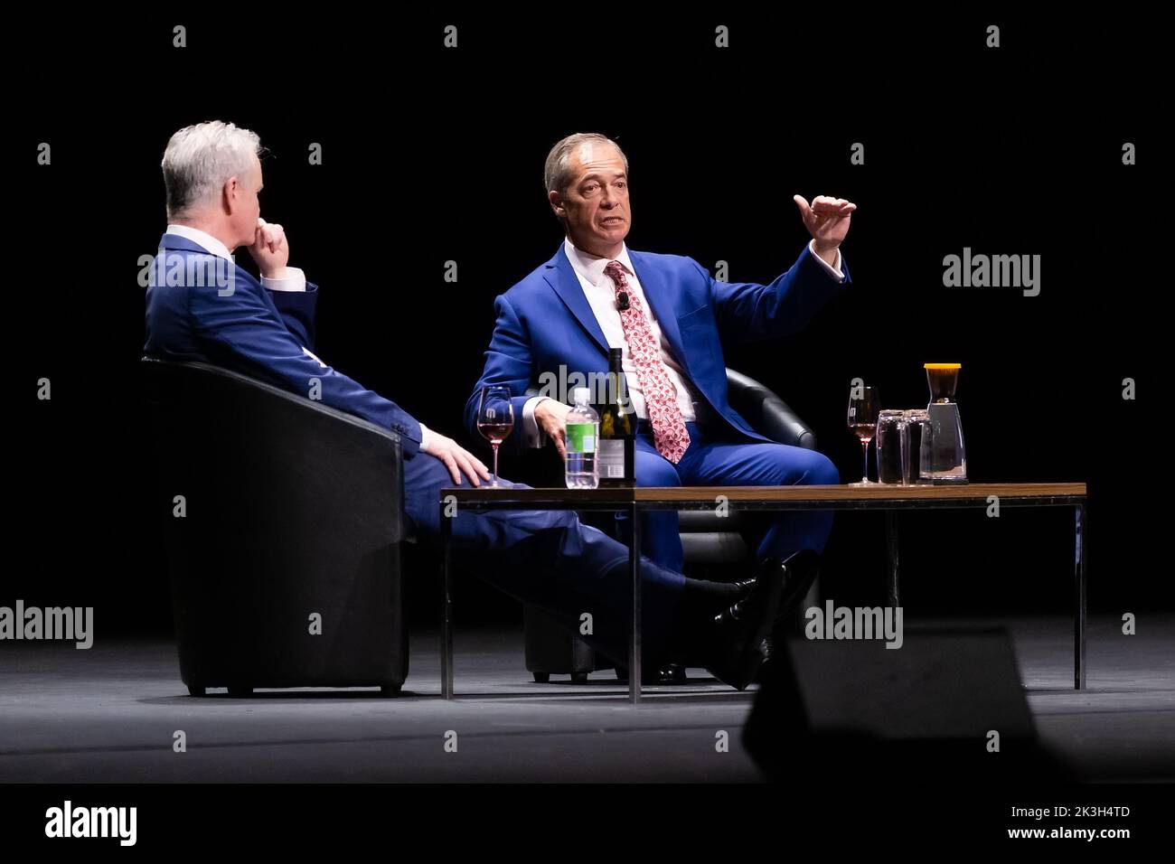 Melbourne, Australia, 26 September, 2022. Nigel Farage and Ross Cameron take questions from a sold out audience during An Evening With Nigel Farage at The Melbourne Convention and Exhibition Centre on September 26, 2022 in Melbourne, Australia. Credit: Dave Hewison/Speed Media/Alamy Live News Stock Photo