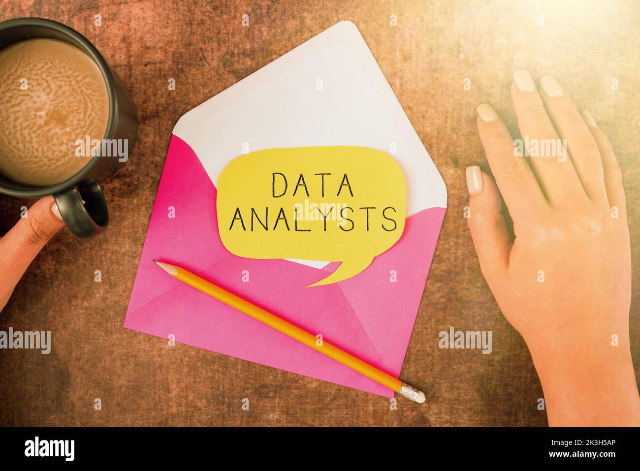 Sign displaying Data Analysts. Word for Programmer Design and Create Report Identifies patterns Stock Photo