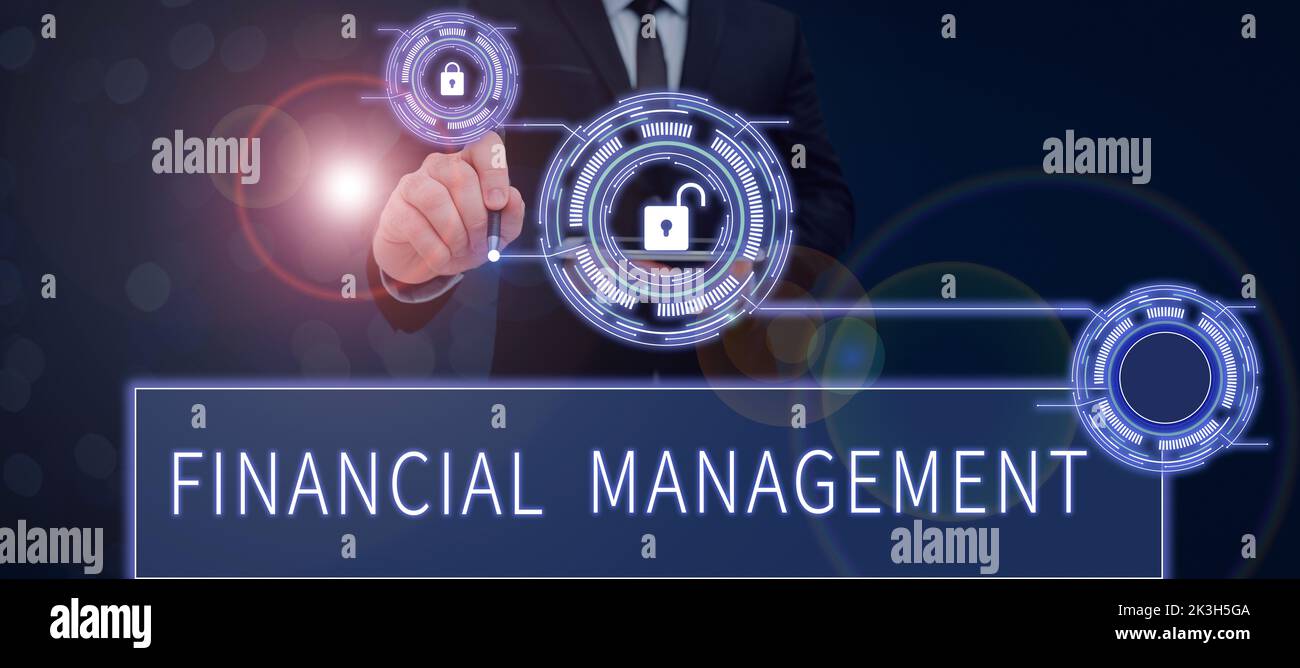 Text sign showing Financial Management. Business concept efficient and effective way to Manage Money and Funds Stock Photo