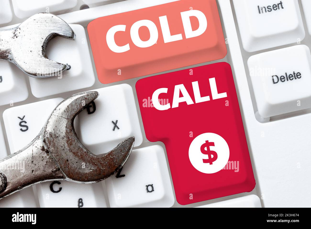 Text caption presenting Cold Call. Business idea Unsolicited call made by someone trying to sell goods or services Stock Photo