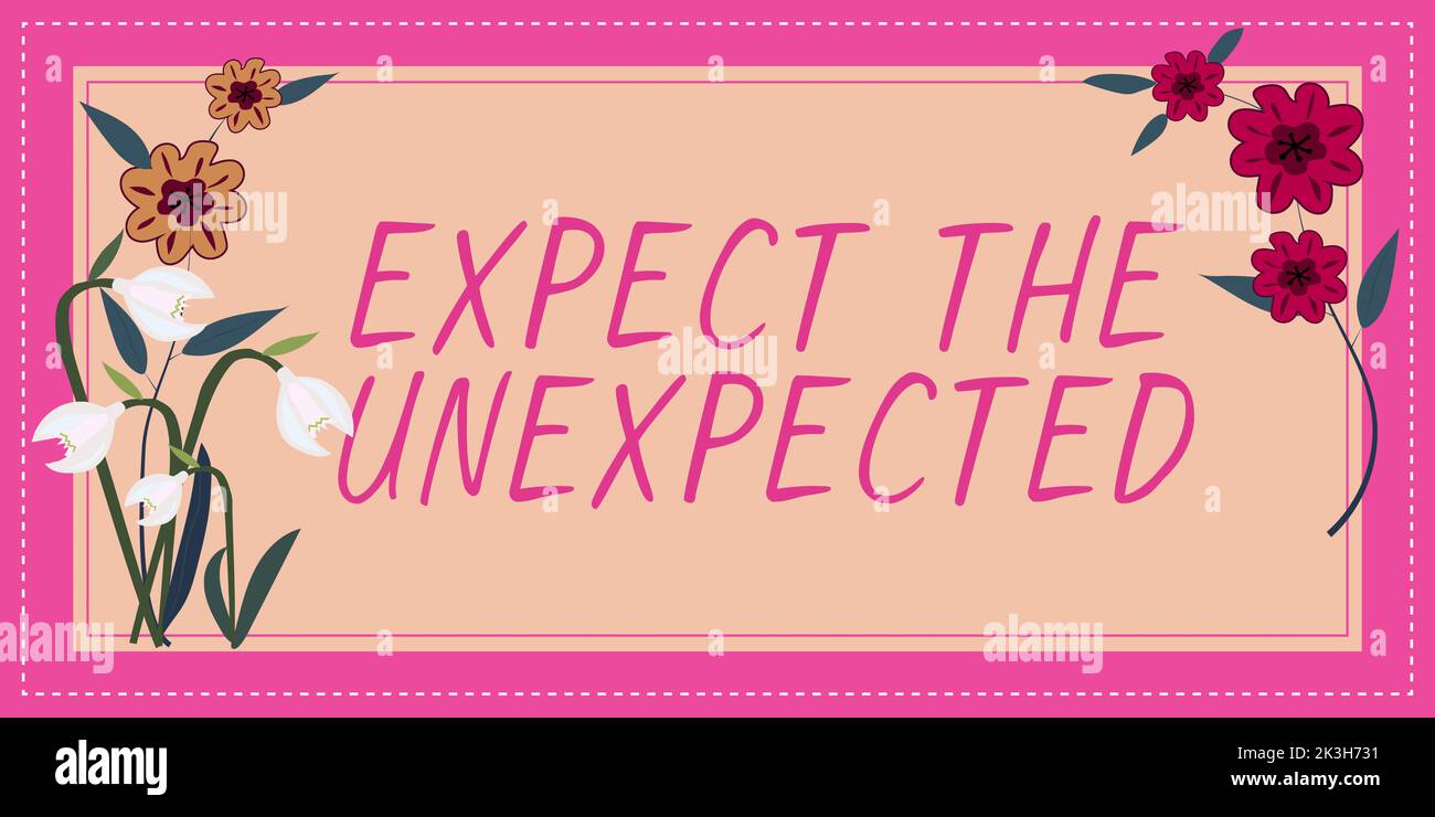 Sign displaying Expect The Unexpected. Concept meaning Anything can