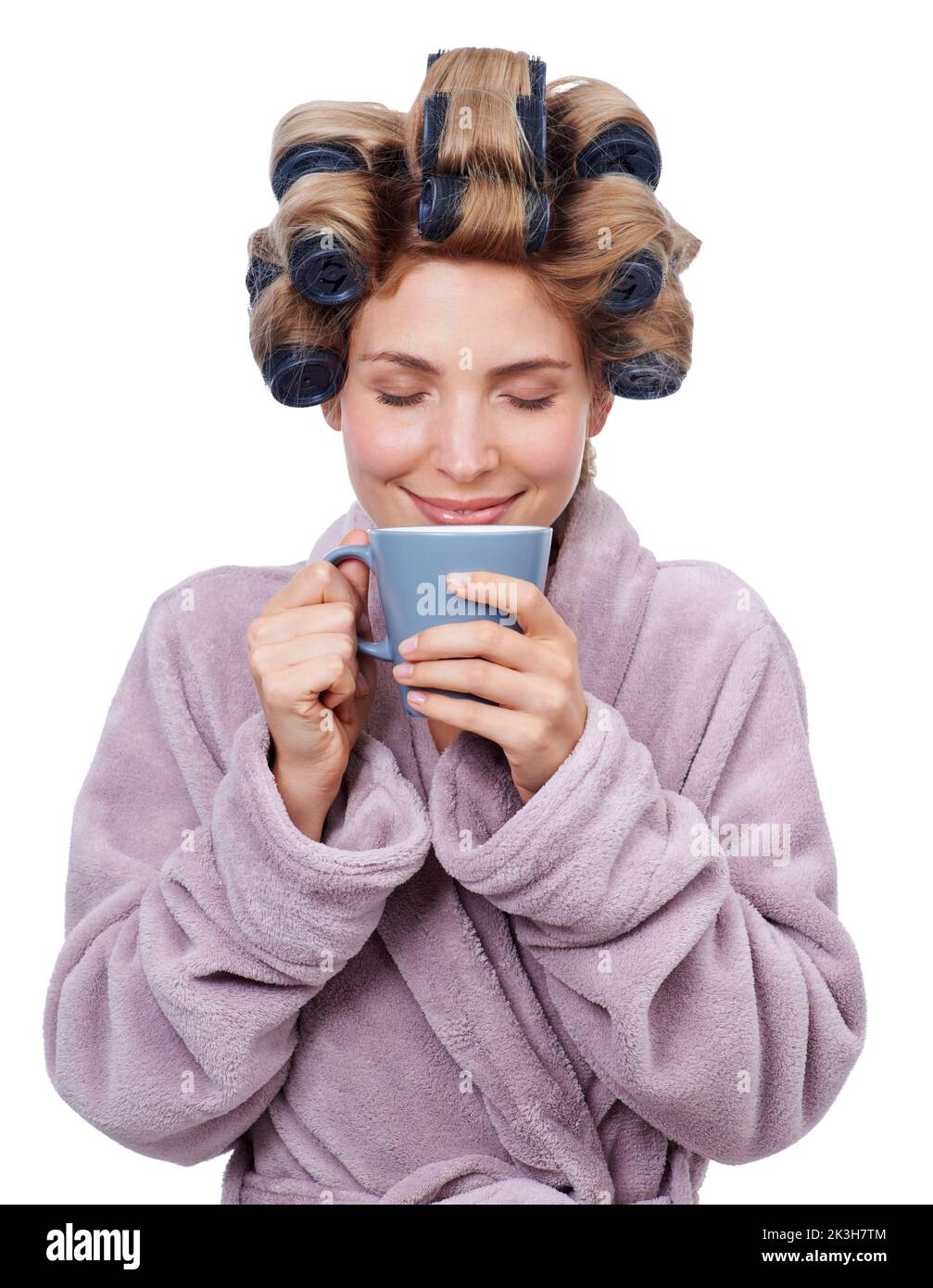 Everyone one needs help in the morning. Studio shot of a woman with