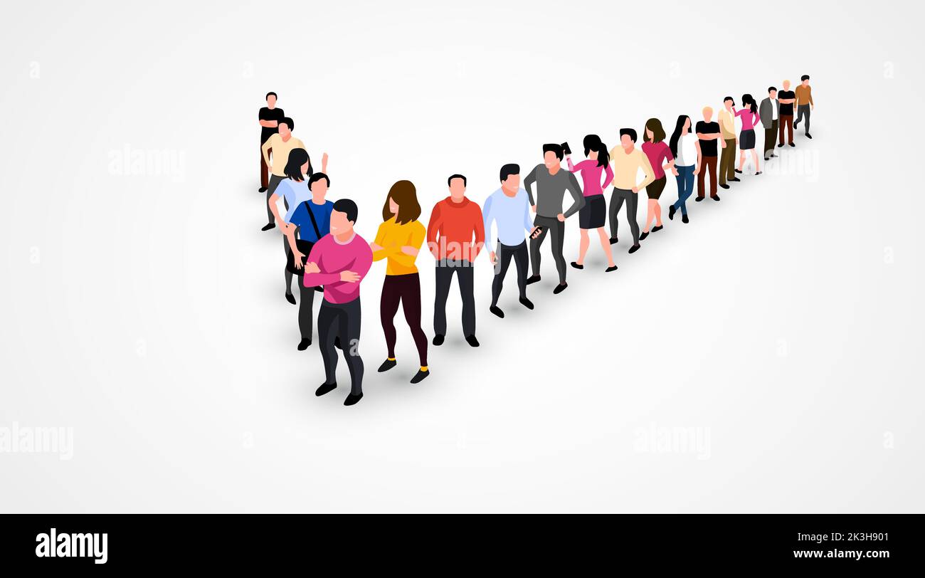 Large group of people on white background. People crowd concept. Vector illustration Stock Vector