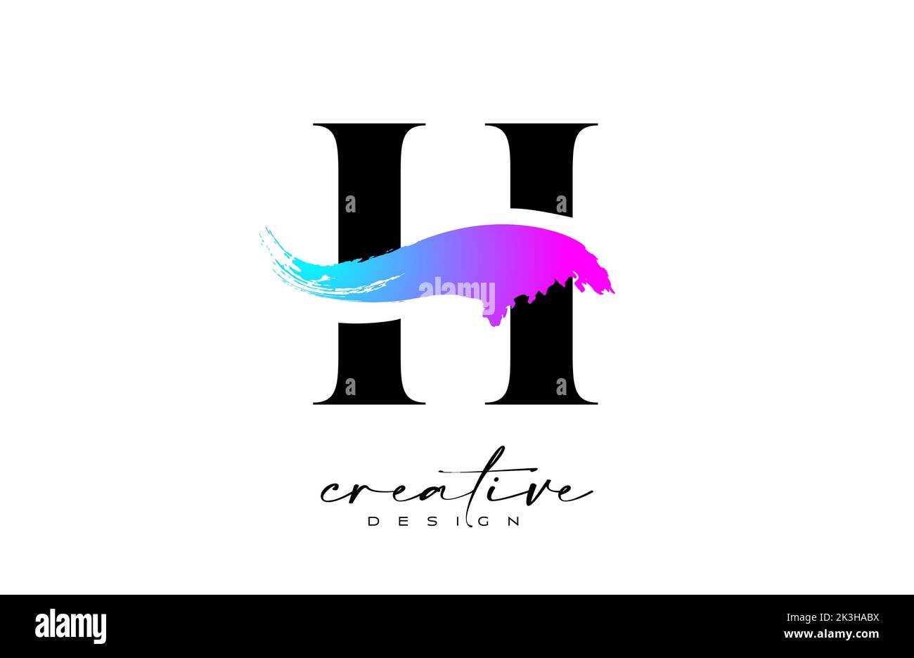 Brush Letter H logo desgn with Artistic Colorful Blue Purple Paintbrush ...