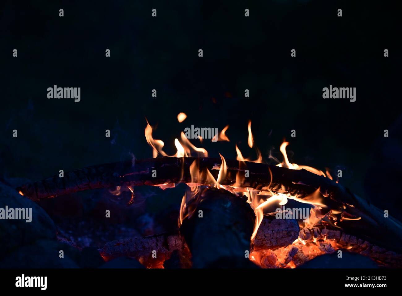Campfire at night as a close up Stock Photo