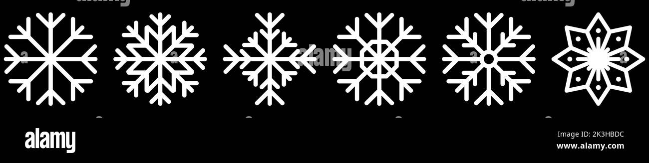 Set of snowflakes icons. Vector illustration isolated on white ...