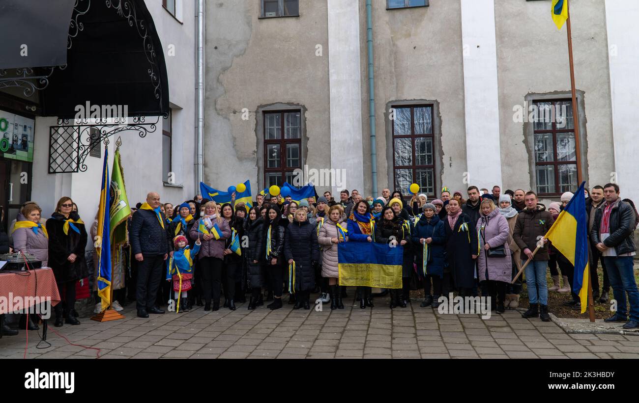 flag day Ukraine Lutsk 16.02.22 Stock Photo