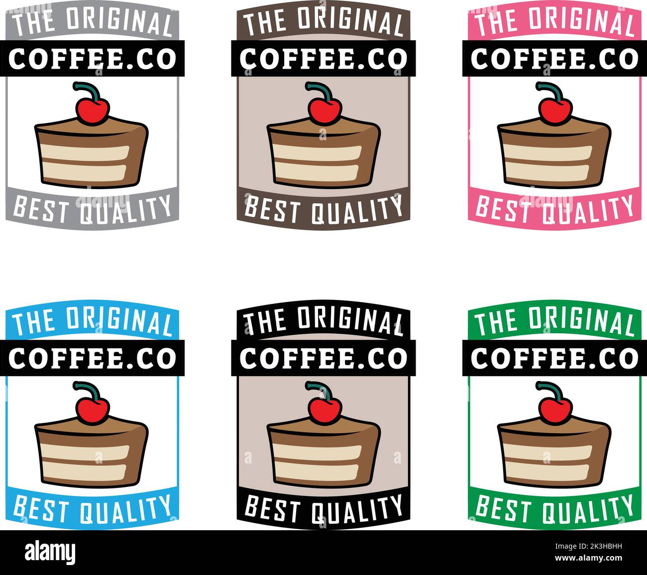 Cake and Cherry Icon with Text isolated on a White Background Stock Vector