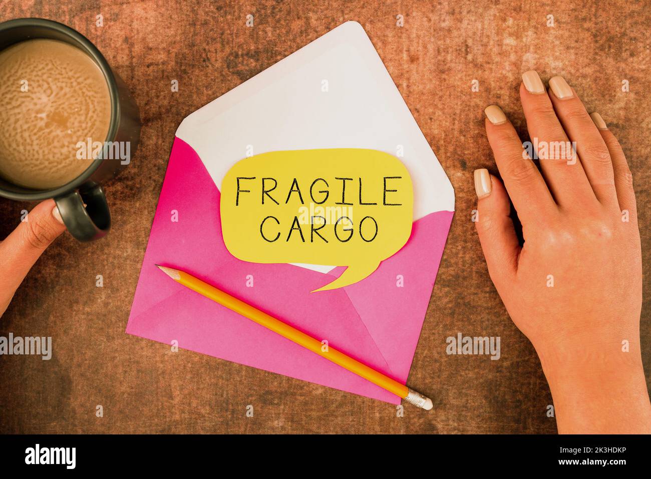 Text sign showing Fragile Cargo, Concept meaning Breakable Handle with