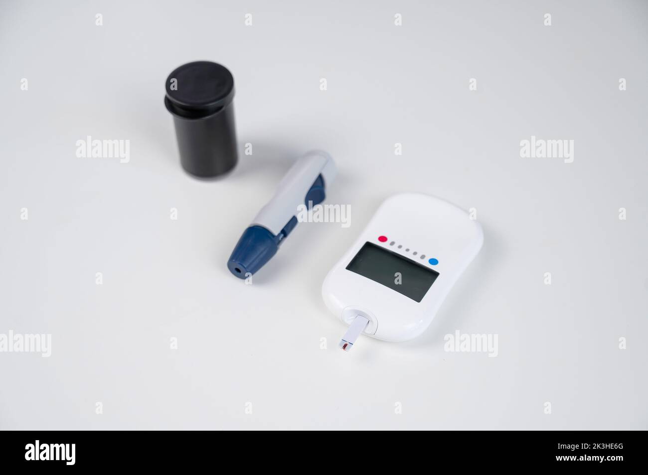 Home blood glucose test kit. lancet pen, needles and text