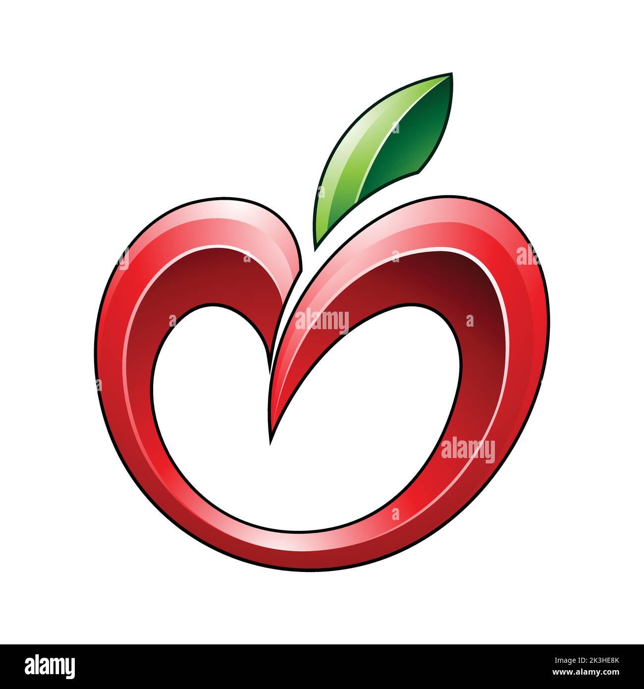 Apple Icon in Shades of Green and Red isolated on a White Background Stock Vector