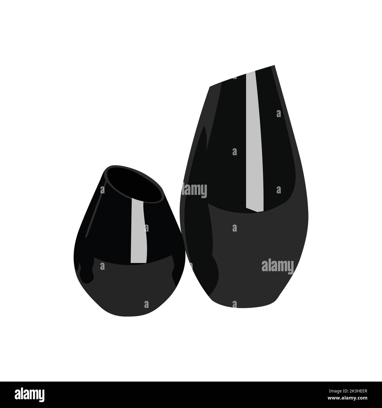 Beautiful black vase, Modern ceramic vases isolated on white background