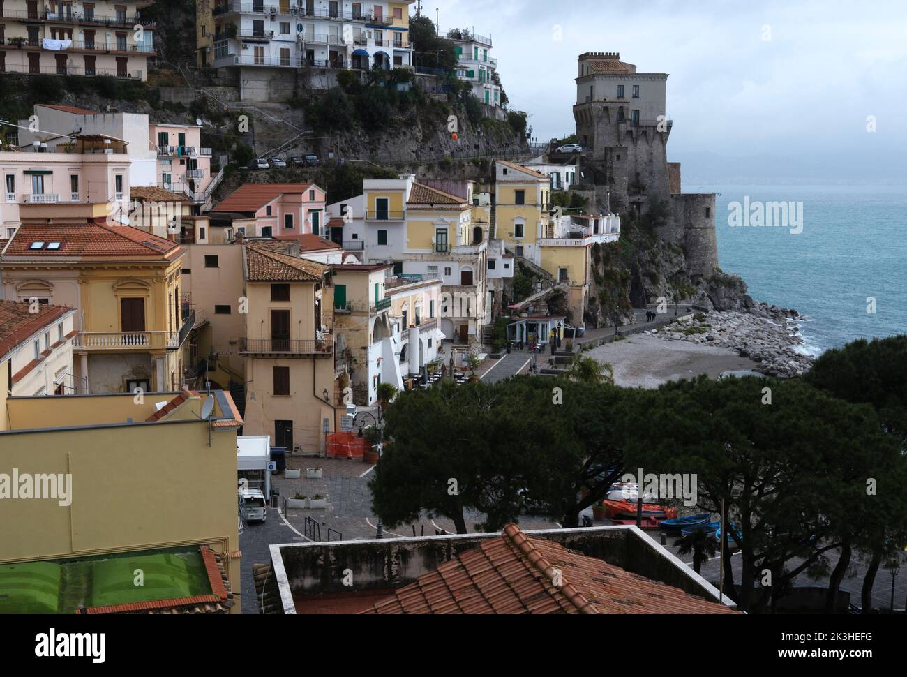 Old buildings in Cetara, architecture of Amalfi coast Stock Photo