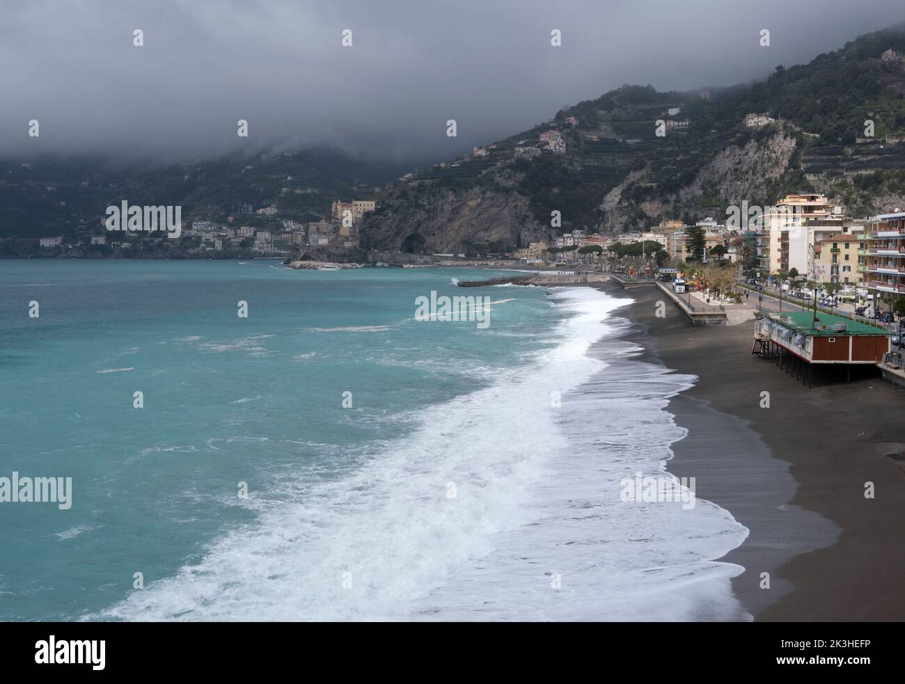 Overcast weather in the small coastal village of Italy Stock Photo
