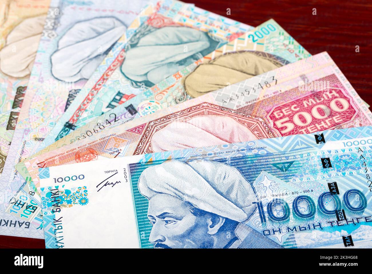 Old Kazakhstani money - tenge a business background Stock Photo